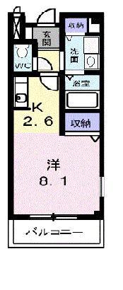 エスポワール土居C(ワンルーム/1階)の間取り写真
