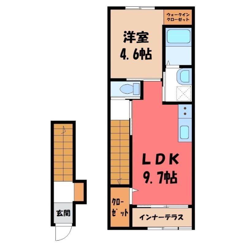 リアン・III(1LDK/2階)の間取り写真