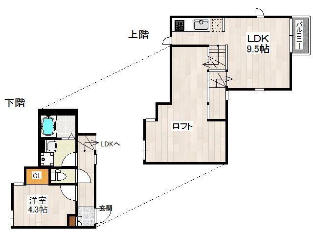 CB井尻フェリス(1LDK/1階)の間取り写真