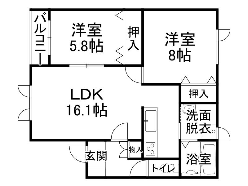 ノルドN(2LDK/3階)の間取り写真