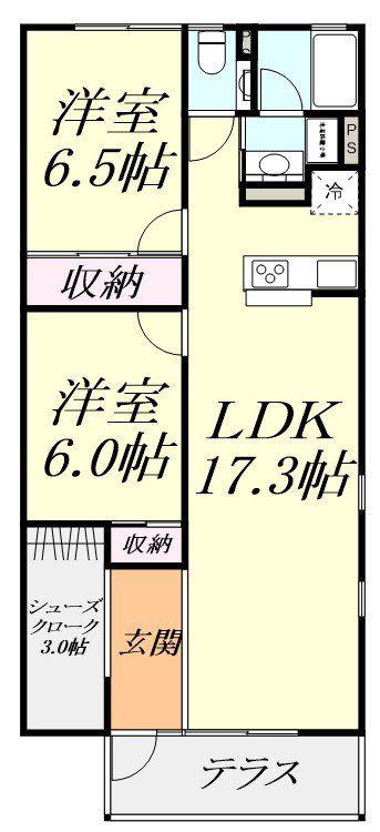 花梨コート(2LDK/1階)の間取り写真