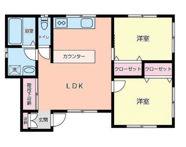KTハウスB棟(2LDK/1階)の間取り写真