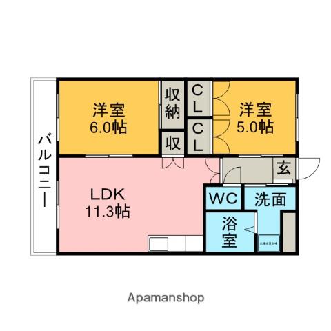 ローズビレッジ(2LDK/2階)の間取り写真