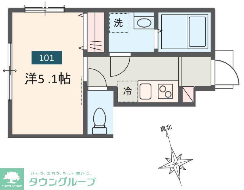MELDIA小台II(1K/1階)の間取り写真