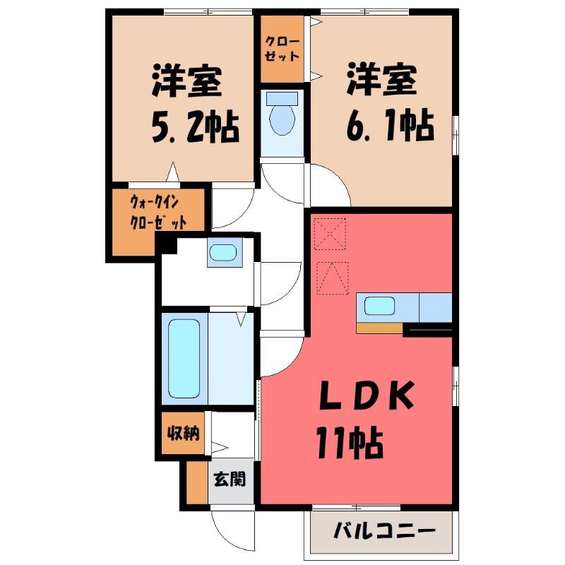 サンライトレジデンスII B(2LDK/1階)の間取り写真