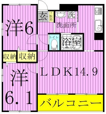 リベルタ椿(2LDK/2階)の間取り写真