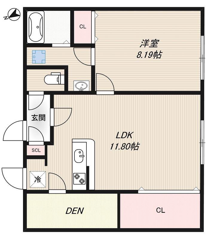 BRANCHE武蔵小山(1LDK/4階)の間取り写真