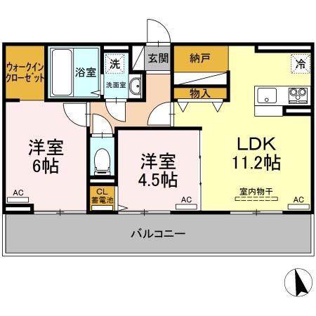 サンセール問屋町(2LDK/3階)の間取り写真