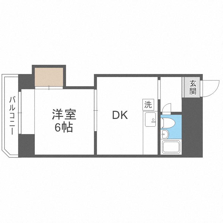 メゾンブランカ(1DK/4階)の間取り写真