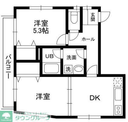 ハウス田川(2DK/3階)の間取り写真