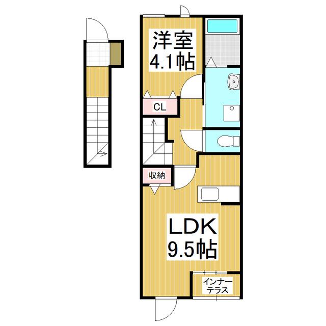 ブルースカイ(1LDK/2階)の間取り写真