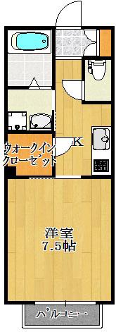 フォルス24(1K/2階)の間取り写真