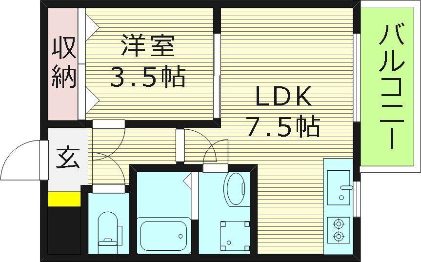 エルパラッツォ京橋(1LDK/5階)の間取り写真