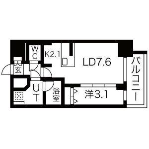 メイクスWアート浅間町(1LDK/15階)の間取り写真