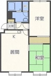 清田サンハイム1(2LDK/3階)の間取り写真