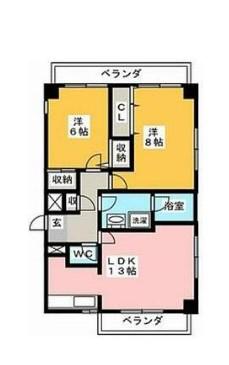 ユニーグレイス(2LDK/3階)の間取り写真