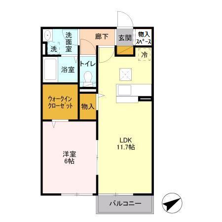 レジデンス北荒川沖(1LDK/1階)の間取り写真