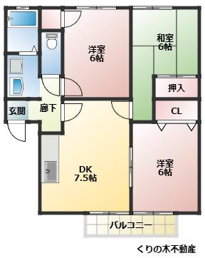 フォブールあおい(3DK/2階)の間取り写真