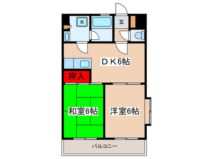 サンエイビル(2DK/3階)の間取り写真