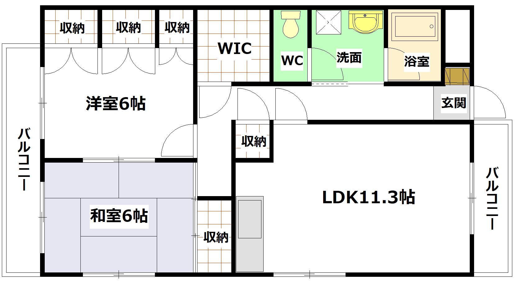 コーポラスグリーン(2LDK/2階)の間取り写真