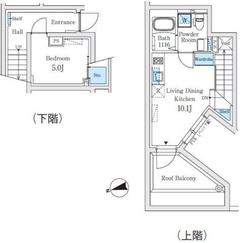 FIKA代々木上原(ワンルーム/1階)の間取り写真