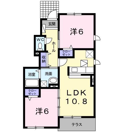 メルシーII(2LDK/1階)の間取り写真