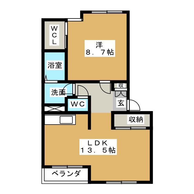 ミロワール・M(1LDK/2階)の間取り写真
