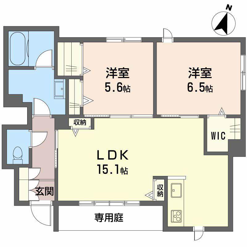 フルール D(2LDK/1階)の間取り写真