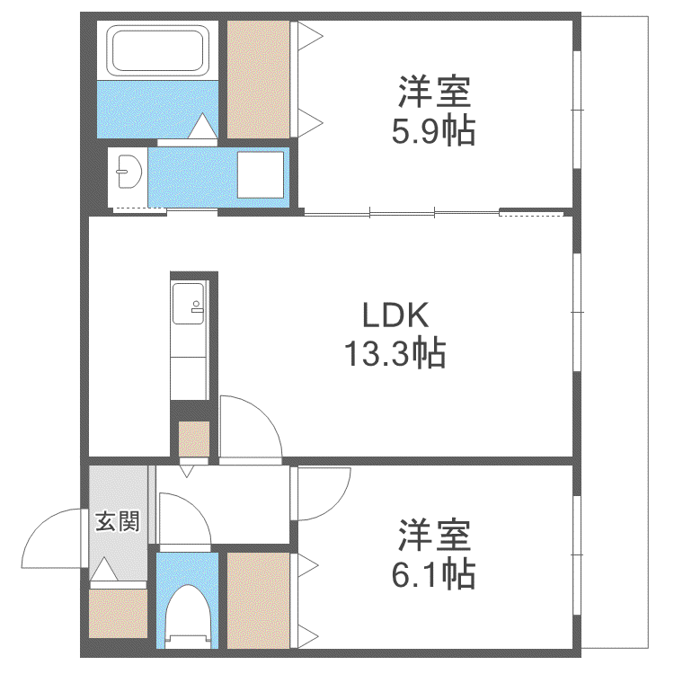 フローリス(2LDK/3階)の間取り写真
