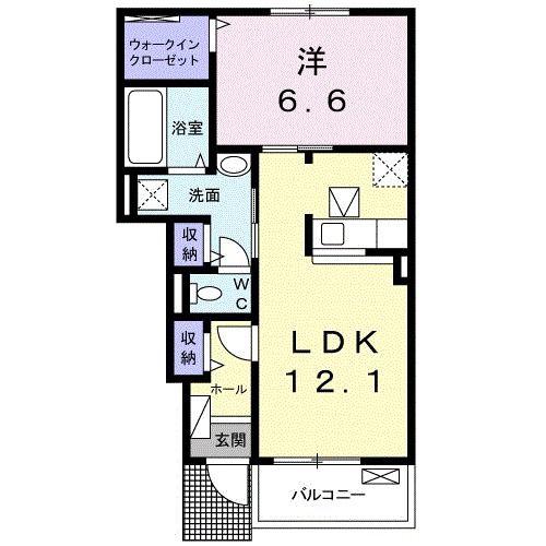 ヴィラ アルテミア I(1LDK/1階)の間取り写真