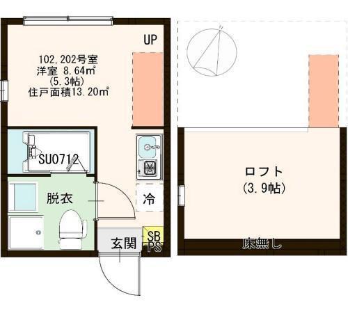 ハーモニーテラス井草(ワンルーム/1階)の間取り写真