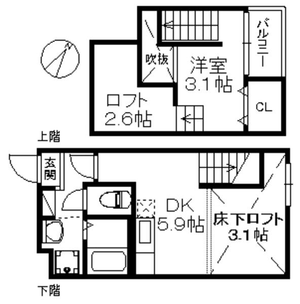 ピコロ九産大I 252(1DK/1階)の間取り写真