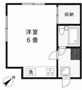 ベルフラワー元町(1K/2階)の間取り写真