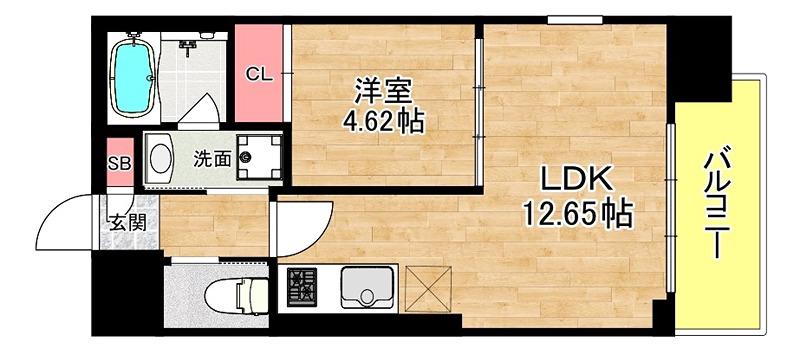 プレジオ弁天町(1LDK/7階)の間取り写真