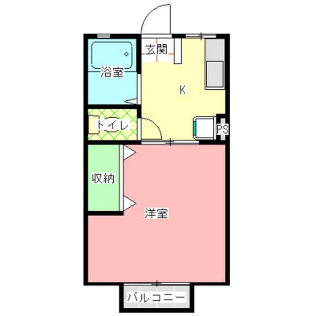 グリーンヒルハイツB棟(1K/1階)の間取り写真