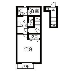 RAINIER(1K/2階)の間取り写真