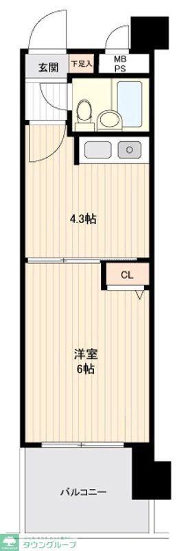 三協寿崎グリーンコート福生(ワンルーム/2階)の間取り写真