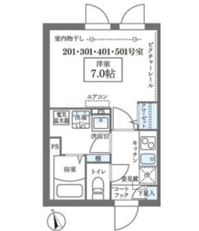 COCOCUBE日暮里(1K/4階)の間取り写真