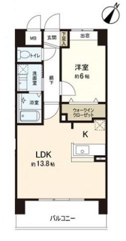 リブレストII(1LDK/8階)の間取り写真