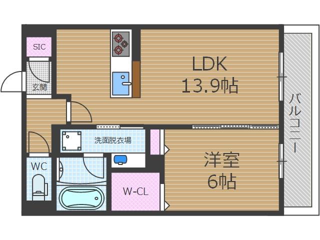 ラヴィエール南茨木Ⅰ(1LDK/1階)の間取り写真