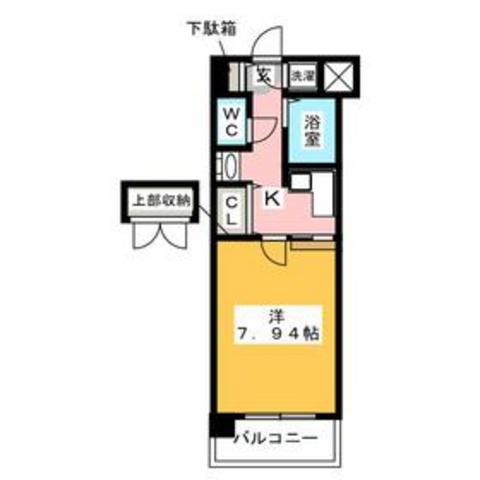 エンクレスト天神Ⅱ(1K/2階)の間取り写真