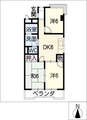 メゾン和幸(3DK/4階)の間取り写真