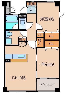 クオリティーナカハシ(2LDK/1階)の間取り写真