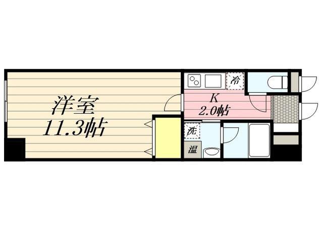 ルミエール美原(1K/2階)の間取り写真