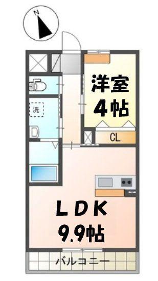 ゴールドアトレ(1LDK/1階)の間取り写真