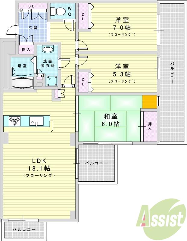 ステイツ豊中新千里南町(3LDK/2階)の間取り写真