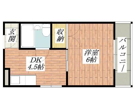 パールハイツ春日(1DK/2階)の間取り写真