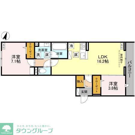 NOBLE PALACE戸塚東 B(2LDK/3階)の間取り写真