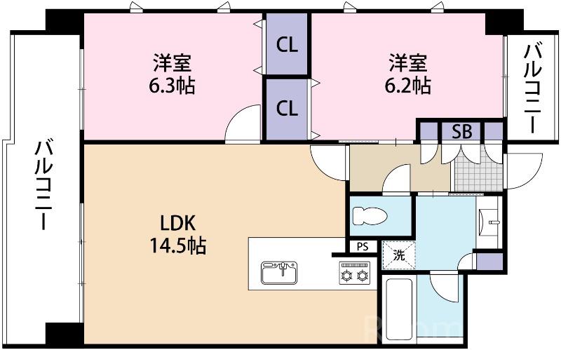 ケイズヴィレッジ(2LDK/5階)の間取り写真