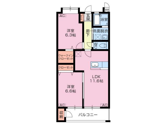 ベッラ・ビスタ(2LDK/3階)の間取り写真